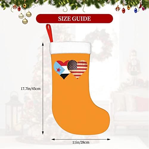 Cutedwarf South Yemen Flag и американско знаме Божиќно порибување Божиќно декорација Класичен 18 инчи камин виси чорап