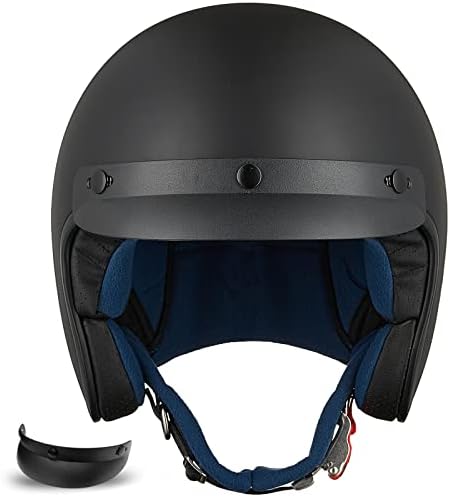 ILM 3/4 Шлемови со мотоцикли со отворено лице, ретро гроздобер мопед шлем за мажи жени, скутер АТВ крстосувач Боббер шлем, ДОТ одобрена модел-207