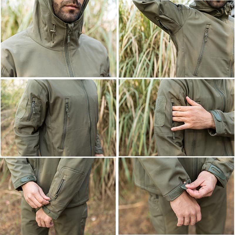 Тактичка качулка јакна со меки јакна на отворено спортови маскирна палто борбена облека BDU Airsoft Hunting Shooting Battle Battle