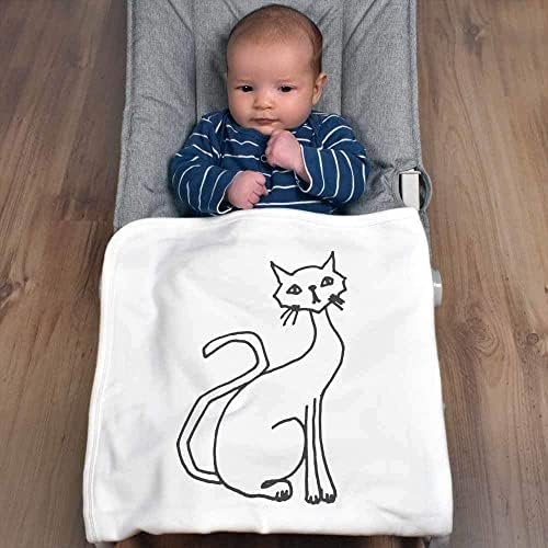 Azeeda 'стилизирана мачка' памучно бебе ќебе/шал