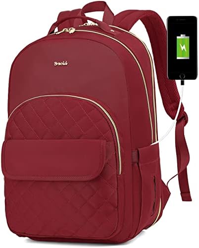 Breold лаптоп ранец за жени патувања за патувања 15,6 инчи, колеџ за книги за книги за девојчиња за девојчиња ранец ден пакет TSA пријателски