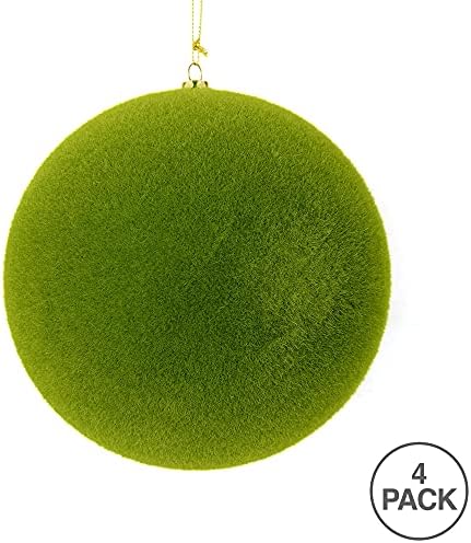 Викерман 5 Божиќно украсување народна топка, мов зелена собрана завршна облога, распрскувана пластика, декорација на Божиќно дрво, 4 пакувања