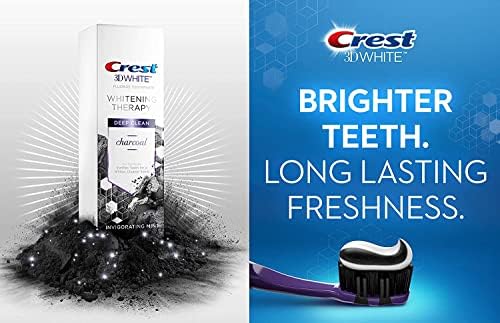 Crest Charcoal 3D бела паста за заби, белење терапија длабоко чиста со флуорид, заживување на нане, 5,2 унца,