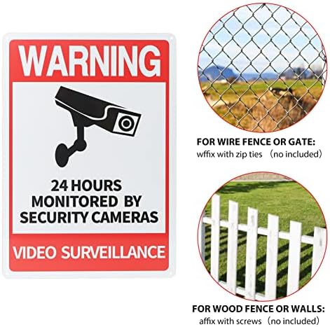 Eyолоти 24 Часовен Знак За Видео Надзор 14*10 Знак За Предупредување За Безбедносни Камери,За Дома, Двор, Бизнис, Систем ЗА Снимање ВИДЕО