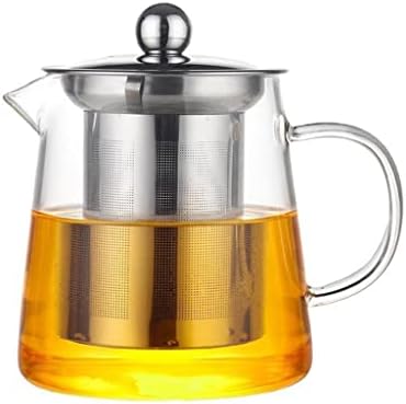 Mmllzel отпорен на стакло чајник со не'рѓосувачки челик загреан сад чај сад, добро чист котел квадратни корпи за филтрирање на