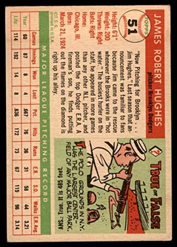 1955 Топс Бејзбол 51 Jimим Хјуз Бруклин Доџерс одличен