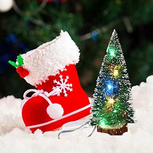 Земете забави 3 ПАРЧИЊА Вештачко Шише Четка Дрвја Мини Новогодишни Елки Десктоп Декор Светлечки ЛЕД Светилки Занает За Новогодишна Божиќна