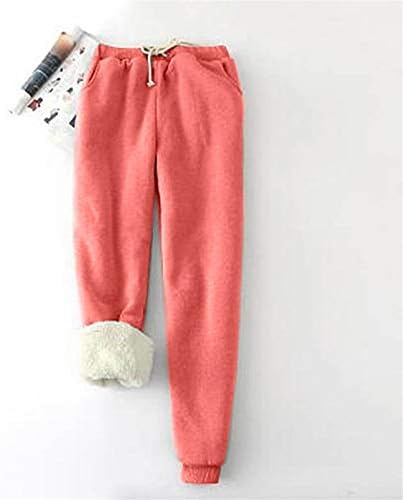XXBR женски руно џемпери Sherpa наредени зимски топло атлетски џогер дебела кадифен термички панталони со џебови m-5xl