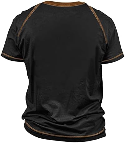 Менски обични кошули, машка маица ретро кратки ракави за печатење на вратот за печатење на вратот