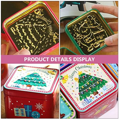 Абаодам 8 парчиња Божиќни Лимени Тегли Кутии За Бонбони Конзерви За Бисквити Квадратни Кутии За Складирање