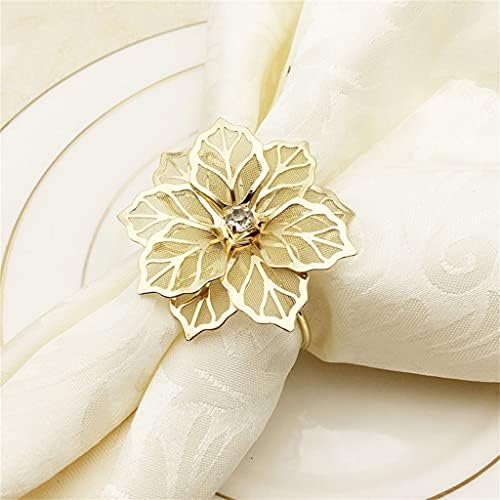 Ganfanren 10 парчиња цвеќиња од салфетки прстени метални златни салфетки токи салфетка прстен држач хотел ресторан свадба забава западна трпеза
