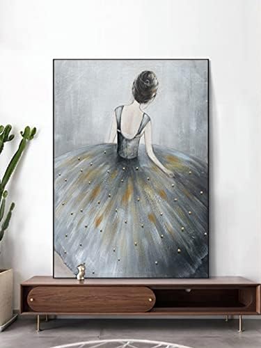 ZZCPT рачно насликани маслени слики - балет девојче Апстрактна платно wallидна уметност модерна за дневна соба дома украси и wallидни