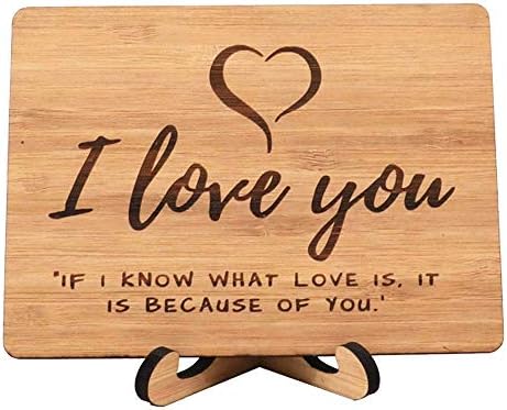 Зуаарт те сакам честитка рачно изработена со вистинско бамбус дрво и стенд - знам што е loveубов заради тебе - совршено за годишнината