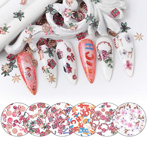 Qimyar Божиќни нокти уметнички секвенци налепници налепници 3Д Божиќни сјај за нокти маникир украси совети снегулка дрво санта ирваси