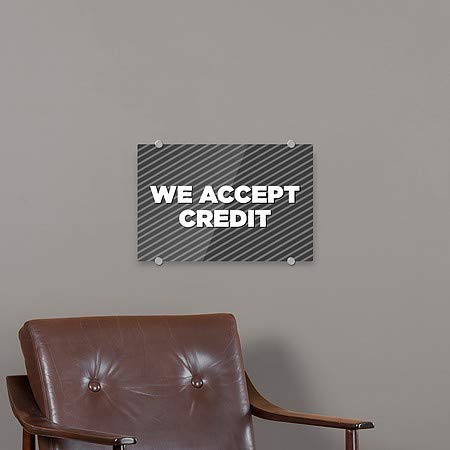 CGSignLab | „Ние прифаќаме кредит -Стрип Греј“ Премиум акрилен знак | 18 x12