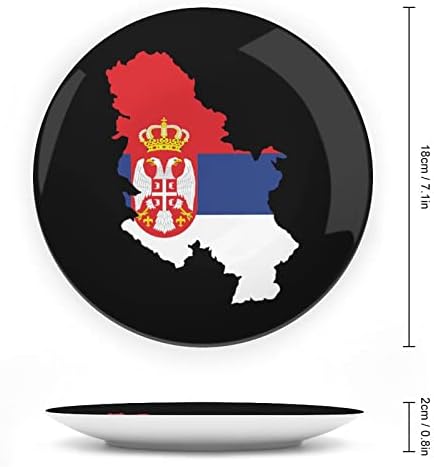 Србија Мапа Знаме Смешна Коска Кина Декоративна Плоча Тркалезни Керамички Плочи Занает Со Штанд За Прикажување На Декорација На Ѕидови