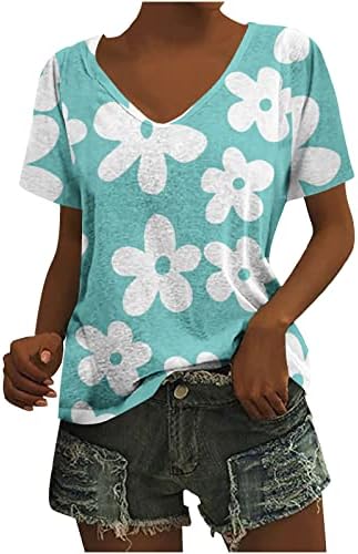 Женски врвови кратки ракави против вратот маичка лабава баги плажа цветна хавајска кошула случајна летна мода 2023 врвови на туника