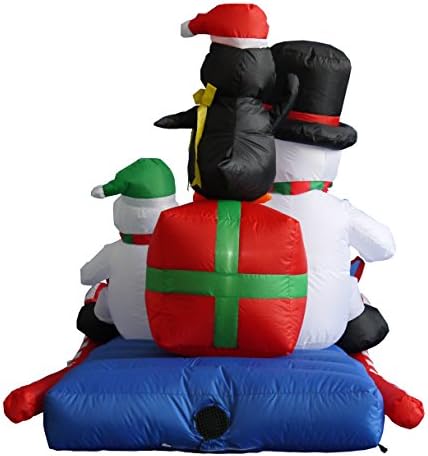 Два божиќни украси за украси, вклучуваат 6 нозе Божиќни надуени снежни снежни луѓе пингвин на санки, и високи 6 стапала, осветлен Божиќен