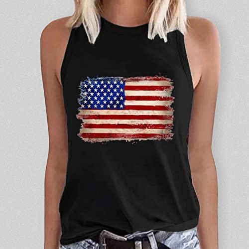 4-ти јули, врвови на резервоарот за кошули за жени, знаме на САД, летно случајна маичка лента за маички