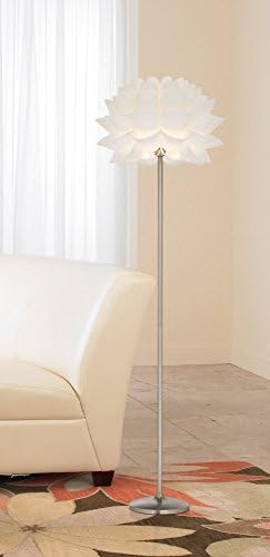 POSSINI EURO DESIGN модерна уметност деко подна ламба стои 63 висока четка челична сребрена метална тенка колона бела акрилна лив