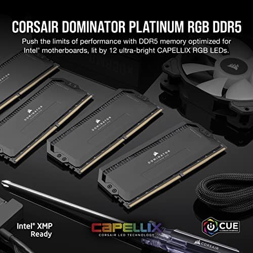 Corsair Dominator Platinum RGB DDR5 RAM 64GB 6600MHz CL32 Intel XMP ICUE Компатибилна компјутерска меморија - црна