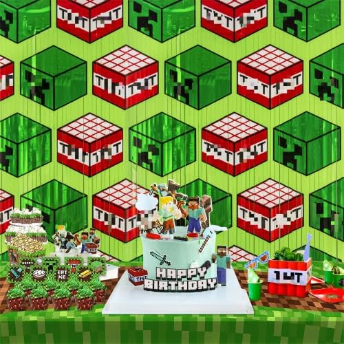 Бупело Пиксел Игра Тематските Партија Материјали, Ползавец &засилувач; Тнт Тинсел Фолија Раб Завеси, Рудар Тематските Фото