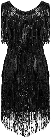 Ethaе женски женски без ракави V вратот од 1920 -тите секвенци од 1920 -тите години, облечени во каросерија фустан за латино танцување