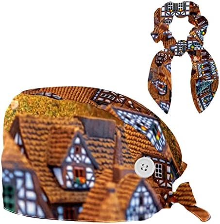 Зачудувачки капачиња и зајаче уво прстени за коса поставени за жени долга коса Божиќна ѓумбирска куќа унисекс буфантни капи со копче