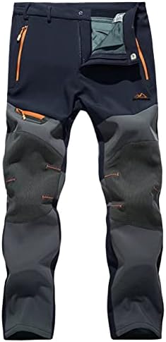 Машко машко руно наредени панталони со меки со 5 џебови отпорни на вода, отпорни на вода, панталони за скијање на отворено