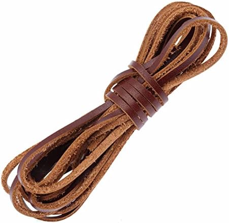 Jinruikj 3мм широк рамен кожен кабел - 5 јарди природни кожни ленти кожа чипка - лента плетенка кожна жица за правење накит, кожни чевли за