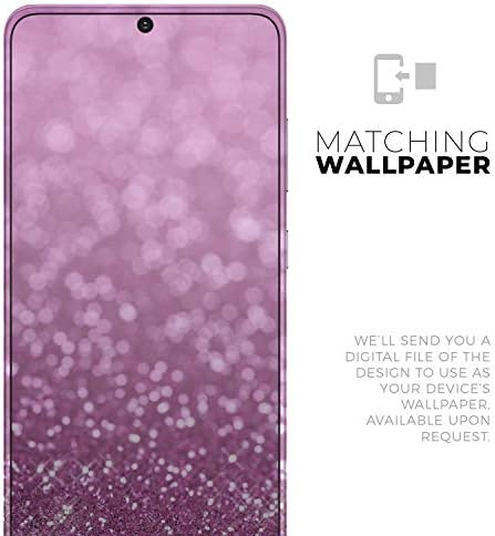 Дизајн Скинц розов дефокусиран глимер заштитен винил декларална обвивка на кожата компатибилен со Samsung Galaxy S20