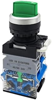 BNEGUV LA38 LED селектор на копчето за притискање Ротари прекинувач 2 3 Позиција Светло заклучување 1NONC Осветлен сребрен контакт 22мм LA38-11XD/21