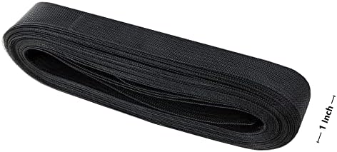 Abbaoww тврд коњски плетенка од 1 инчи ширина 25 јарди за полиестер бонкинг за шиење венчаница за танцување на облеки, црна боја, црна