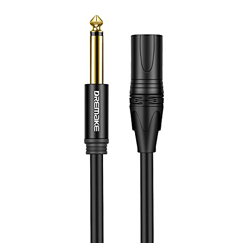 Dremake 3 -Pin XLR машки до TS 1/4 моно џек машко небалансиран кабел за интерконекција на микрофон, четвртина инч до XLR MIC аудио кабел за мешавини,