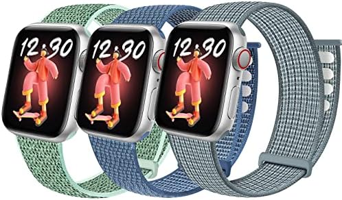 АСОНДИГ Компатибилен за деца Apple Watch Band 3 Пакувања Nynon Sport Rainbow Band замена момче девојче јамка Velcro Strap Soft Breadshable Screstband
