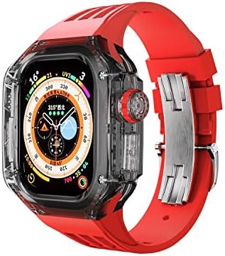 Комплет за модификација на флуороруб за Houcy Fluororubber за Apple Watch Ultra 49mm Glacier Luxury Transparents Case for Iwatch Series Ultra