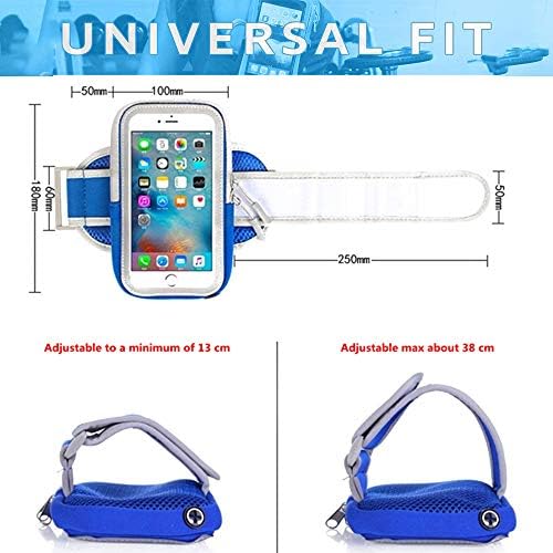 UUniversal 6 Sports Sports Running Armband Telegneher Sweatproof Fitness Gym Casle Case Case Armbag со слот за картички за паричник