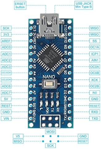 AOICRIE 3PCS NANO v3.0 ATMEGA328P CH340G 5V 16M Mini USB Micro Controller табла за развој на табла со PIN -заглавија на ПИН -от загласена