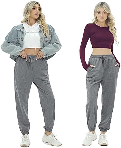 Flyearth Sweatpants For Women Chinch Date Lounge Comfy Athertic Joggers кои трчаат панталони панталони со џебови со џебови