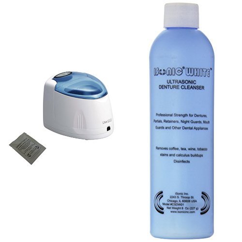 Изони F3900 Ултразвучно средство за чистење за протези, држачи и стражари за уста, 100-120V и CSDW01 во прав за чистење на ултразвук