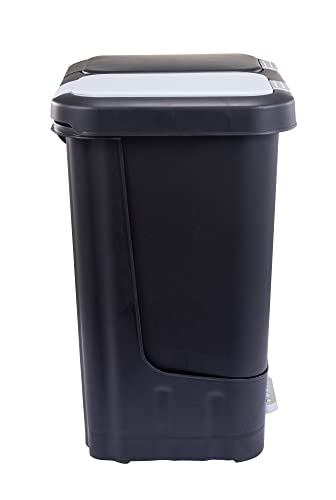 АОСЛ Двојна пластична ѓубре и отпадоци за рециклирање со бавен близок капак, црн, 11 гал