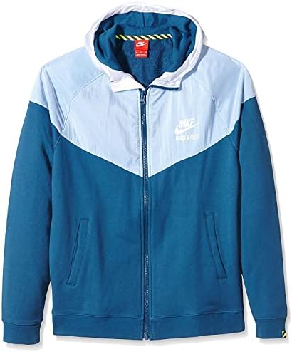 Nike Mens Track and Field Woven Full Zip Hooded јакна, сина бела, xxx-large
