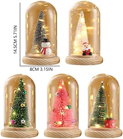 Мини украси за новогодишна елка минијатура во стаклена купола со LED светла за Божиќна занаетчиска забава за занаетчиски гигант украс