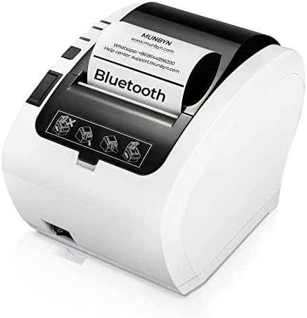 Munbyn Bluetooth 5.0 прием печатач P047, 80mm POS печатач и термичка хартија 3 1/8 x 230ft 10 ролни