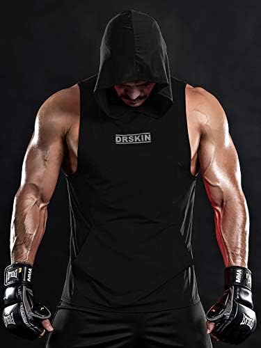 Drskin 2 или 1 пакувања машки резервоари со качулка, бодибилдинг мускули, отсечени маички, без ракави за ракави за вежбање, тренинг