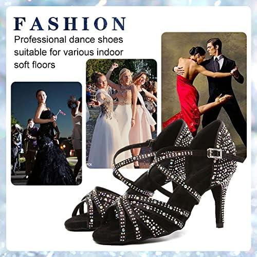 Vcixxvce жени rhinestone латински танцувачки чевли сатен отворено пети салса салса танго чевли за танцување, модел L377