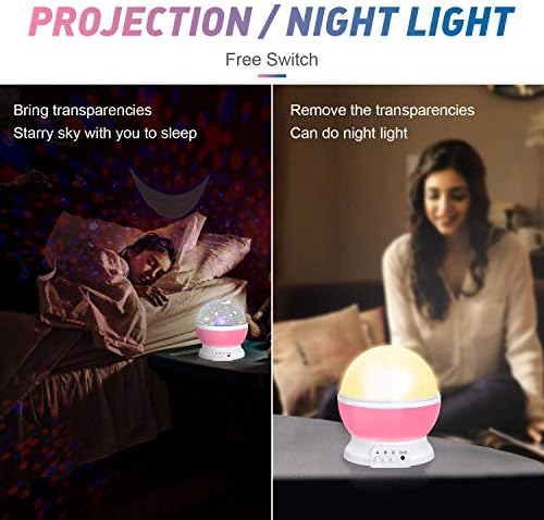 СОНЧЕВО Бебе Ноќни Светла, Месечината Проектор 360 Степен Ротација - 4 LED Светилки 8 Боја Менување На Светлината, Романтична