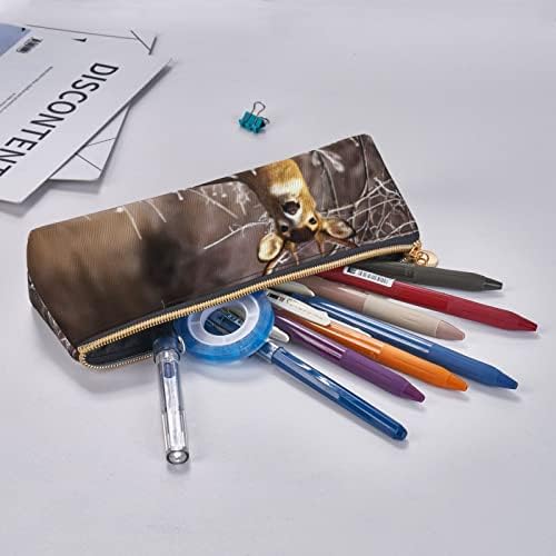 Dcarsetcv бесплатен бел -бел -молив за молив, симпатична пенкало кутија триаголник кожен молив торбичка канцеларија за моливчиња