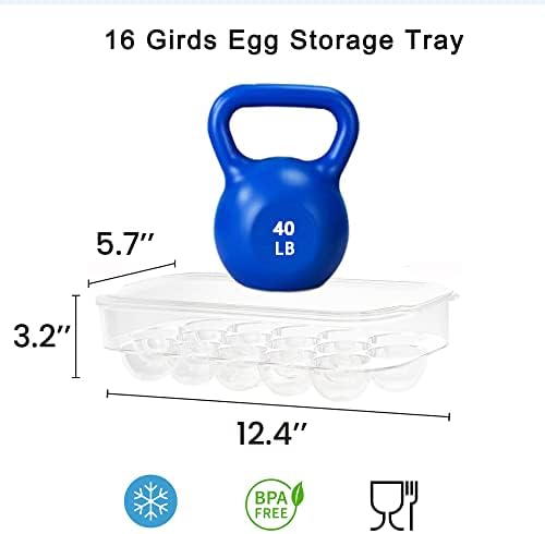 држач за пластично јајце за фрижидер, стабилна јајце јајце чиста лента со капак, организатор на контејнери со јајца без јајца од БПА