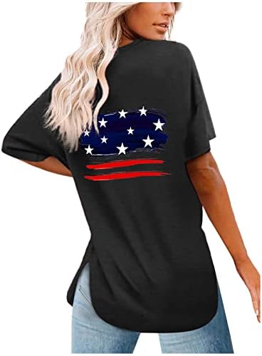 4-ти јули кошули за жени на ден на случајна независност на врвови патриотски преголеми преголеми американски знамиња маица со кратки